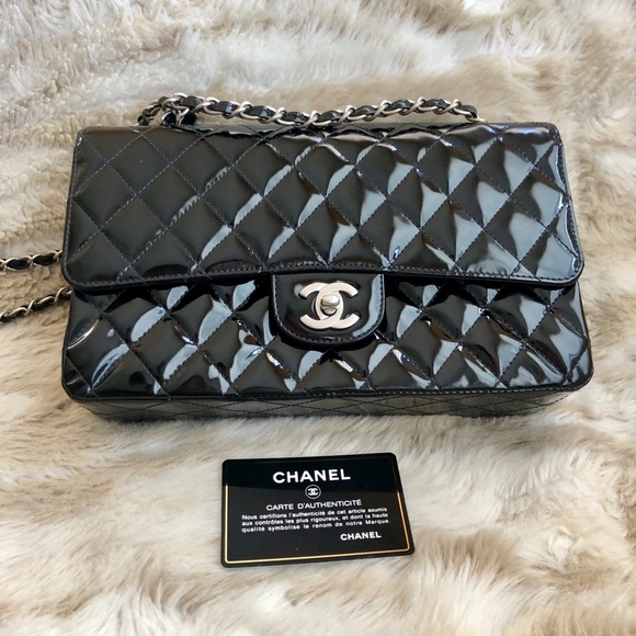CHANEL Handbags - Chanel medium double flap bag patent leather